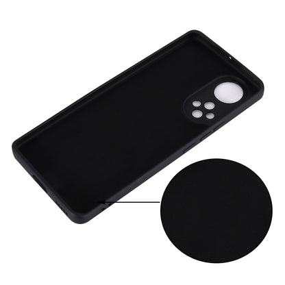 Black liquid silicone phone case with round accessory lens cover piece