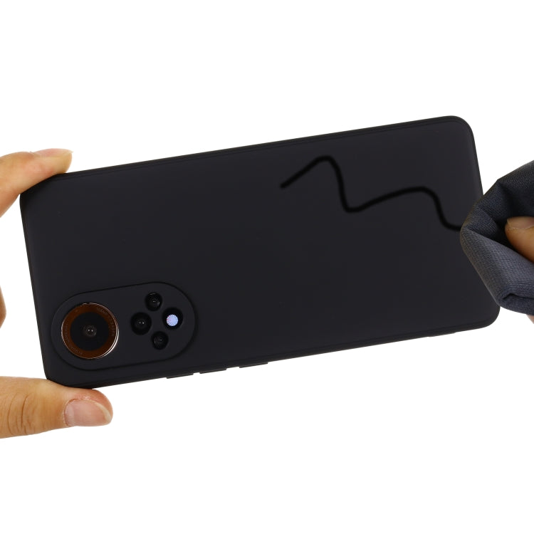 Black liquid silicone phone case for Huawei Nova 9, slim back with camera cutout