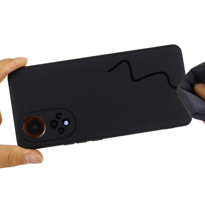 Black liquid silicone phone case for Huawei Nova 9, slim back with camera cutout