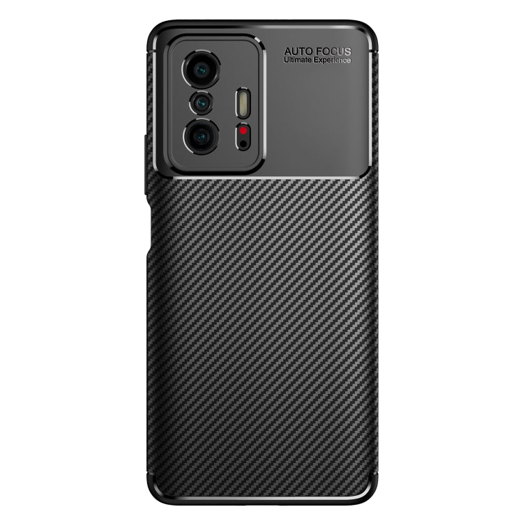 Black carbon fiber texture TPU case, back view with camera cutout and buttons