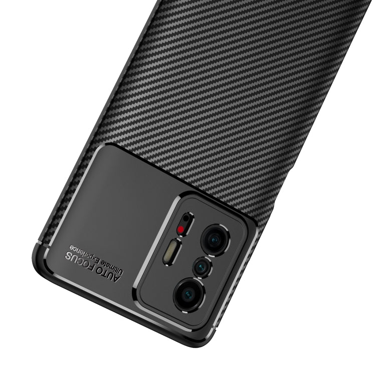 Black carbon fiber texture TPU case with camera bump cutout and side buttons