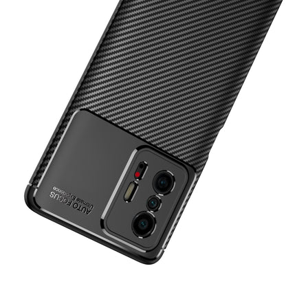 Black carbon fiber texture TPU case with camera bump cutout and side buttons