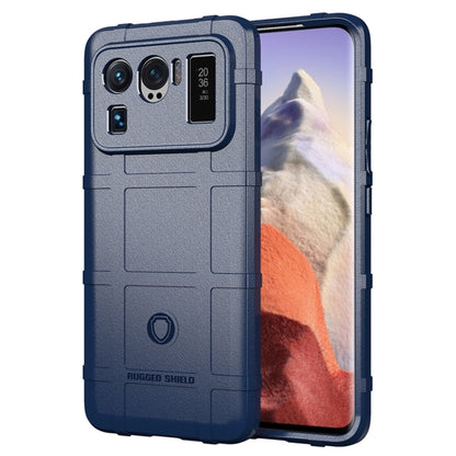 Shockproof TPU phone case, blue rugged back with triple-camera cutout and side ports