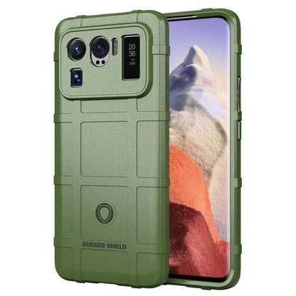 Shockproof TPU phone case, green rugged back with triple-camera cutout and screen bezel