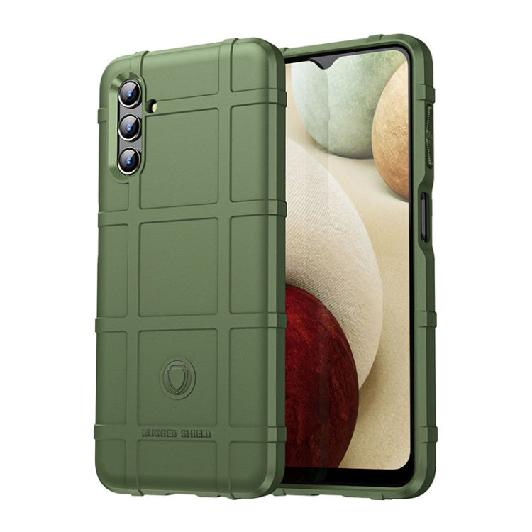 Shockproof TPU phone case, green rugged back with camera cutouts and raised bezel