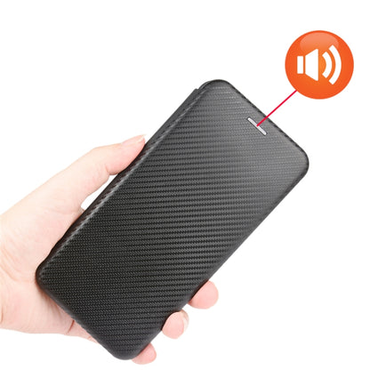 Black carbon fiber texture magnetic flip phone case, slim profile with strong hold