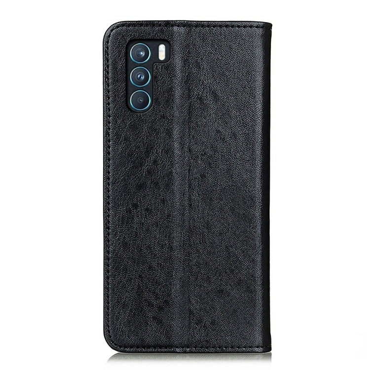 Black textured flip wallet phone case with camera cutout on back