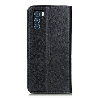Black textured flip wallet phone case with camera cutout on back