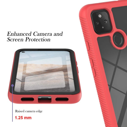 Red shockproof phone case with camera cutout, ring detail, and screen protection