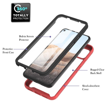 Red rugged shockproof case with clear back shell and screen protector