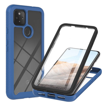 Blue shockproof phone case with TPU bumper and raised screen and camera openings