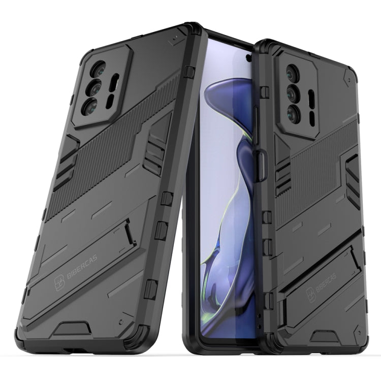 Black rugged phone case with shockproof bumper and raised camera protection