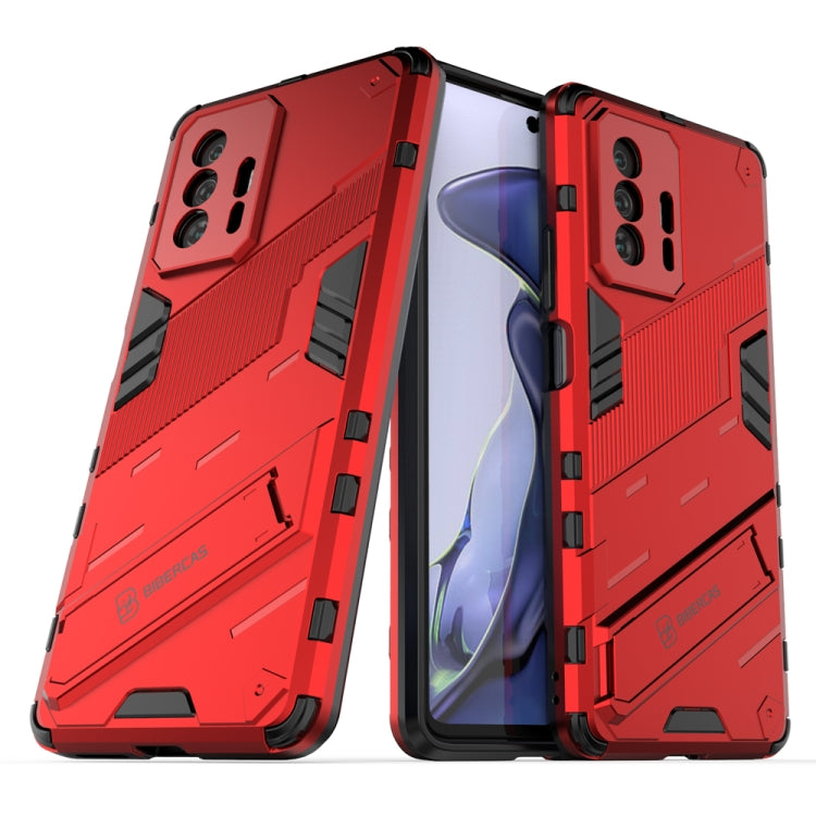 Red rugged 2-piece phone case with shockproof bumper and camera cutouts