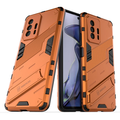 Orange rugged phone case with shockproof bumper and reinforced corner design