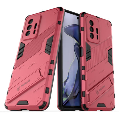Red armored 2-piece shockproof phone case with raised camera cutouts