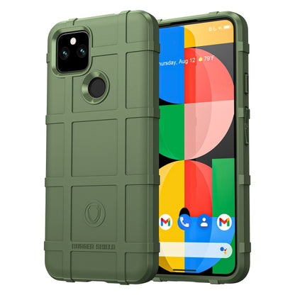 Green rugged shockproof TPU phone case with ring grip, full coverage for Pixel 5a 5G