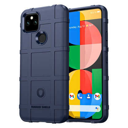 Blue rugged shockproof TPU phone case with ring grip, full coverage for Pixel 5a 5G
