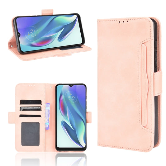 Pink leather flip phone case with card slots and stand; screen cover and side cutout.