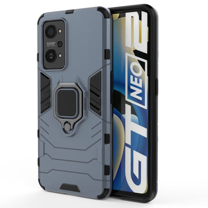 Shockproof phone case with magnetic ring holder, dark blue, camera cutouts