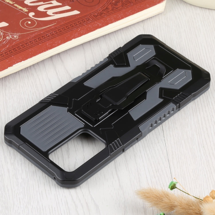 Rugged black phone case with textured paneling and camera opening, TPU/PC shockproof