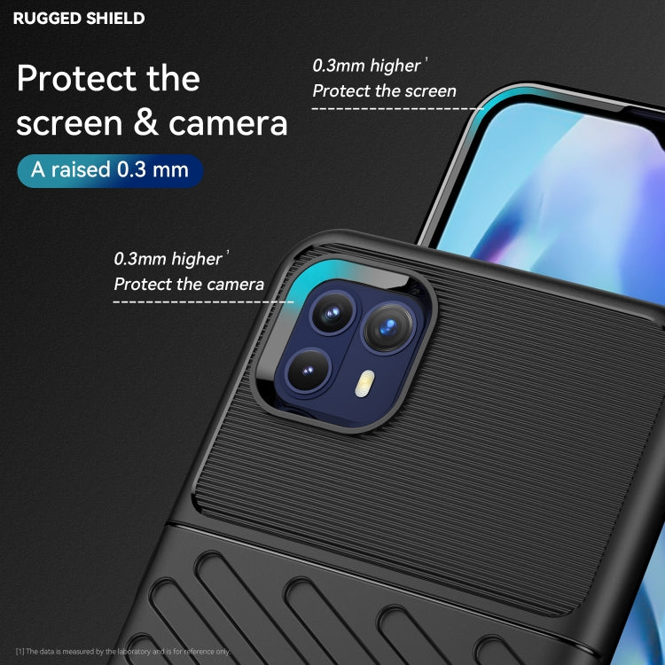 Black shockproof TPU case with raised edges around camera and screen