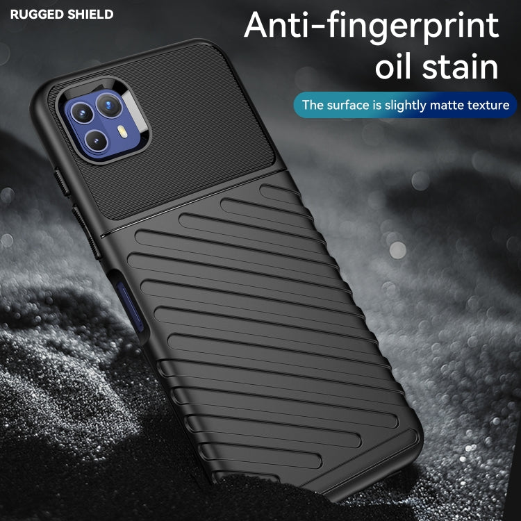 Black shockproof TPU phone case with matte textured finish and camera protection