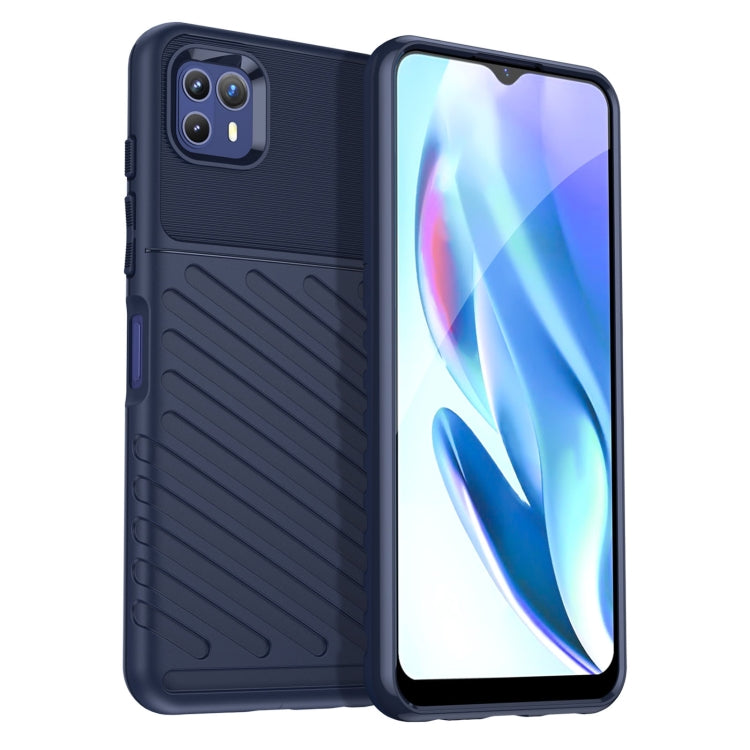 Blue shockproof TPU phone case with textured grip and camera cutout