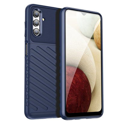 Blue shockproof TPU phone case with textured grip and camera cutouts