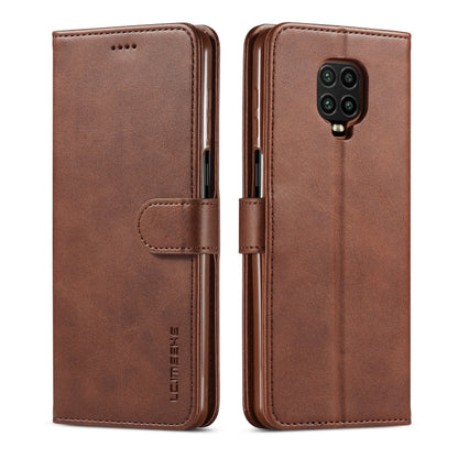 Brown textured leather flip phone case with card holder and camera cutouts