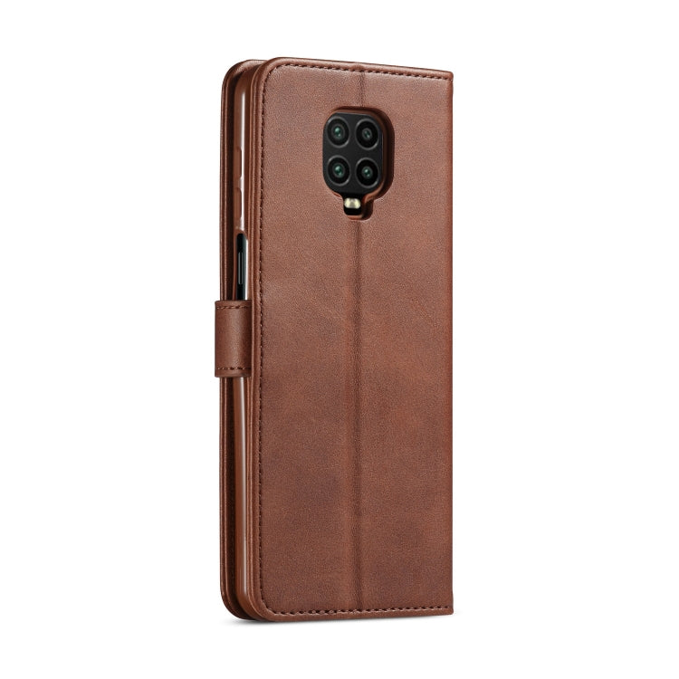 Brown textured leather flip phone case with camera cutout and side openings