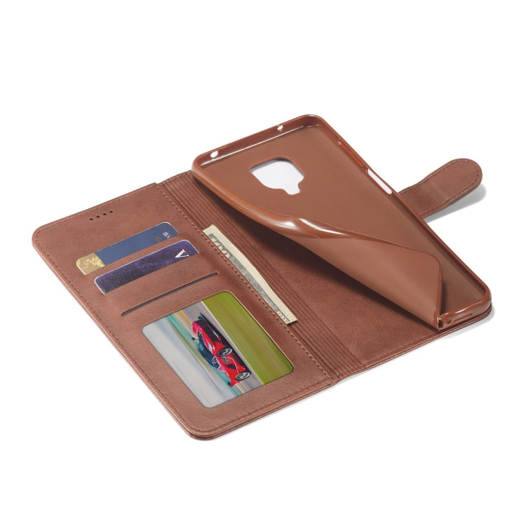 Brown leather wallet phone case with card and ID sleeves