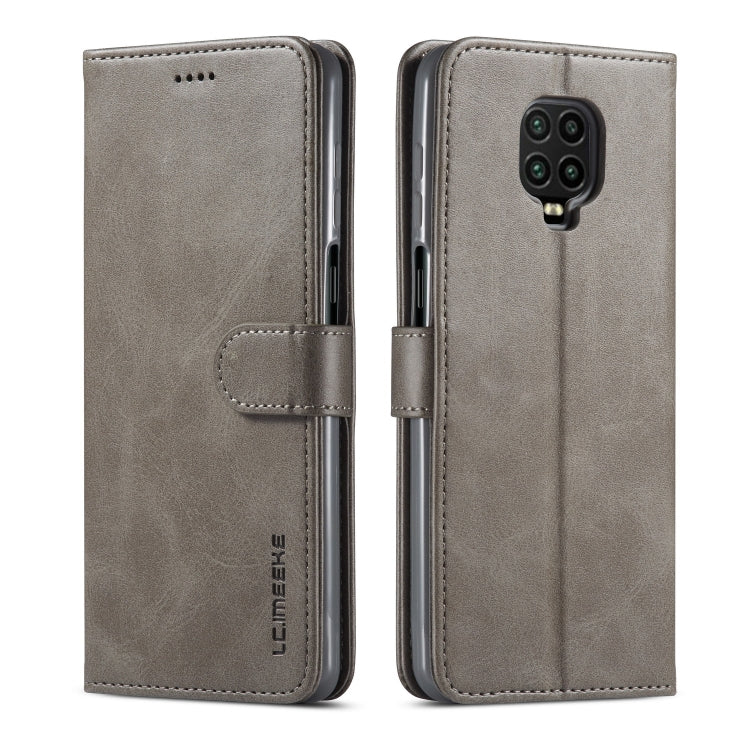 LC.IMEEKE textured flip phone case with strap closure, grey with camera cutout