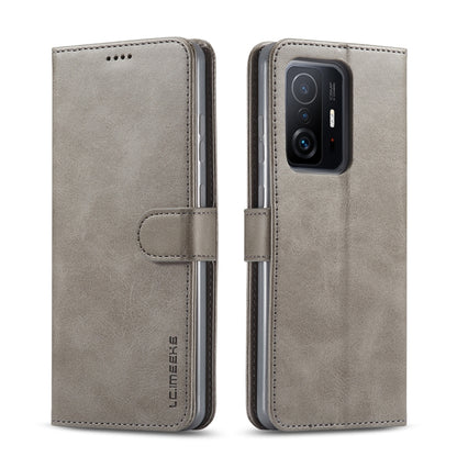 LC.IMEEKE textured flip phone case with strap closure, light grey with camera cutout