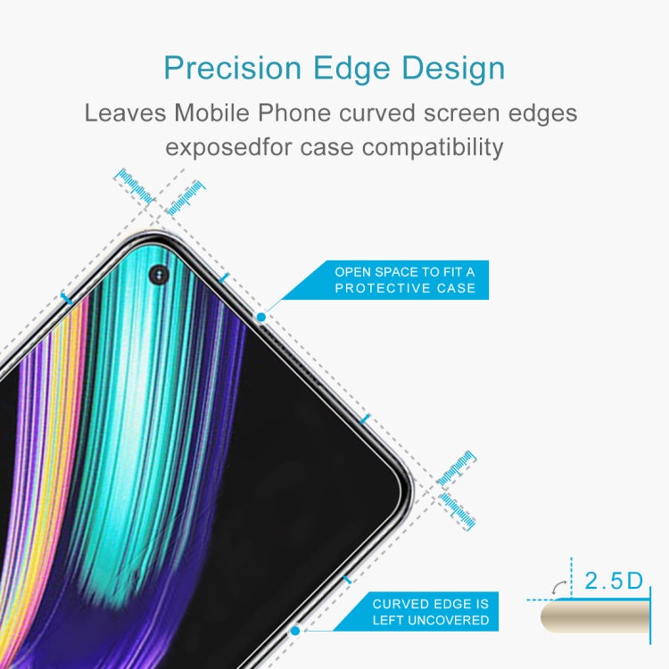 Tempered glass screen protector with 2.5D curved edge and case-friendly cutout