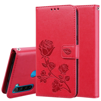 Pink rose-embossed PU leather horizontal flip wallet phone case with card slots