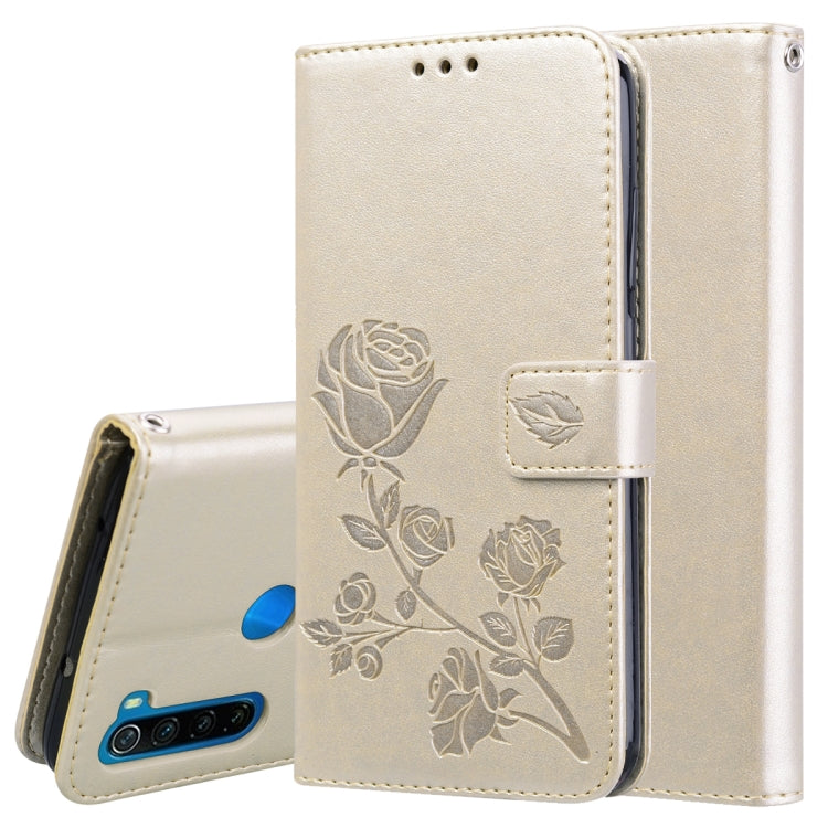 Cream rose-embossed PU leather horizontal flip wallet phone case with card slots