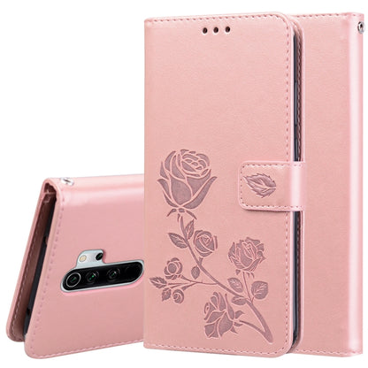 Blush pink rose-embossed PU leather horizontal flip wallet phone case with card slots