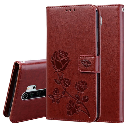 Dark red rose-embossed flip PU leather phone wallet case with card holder flap