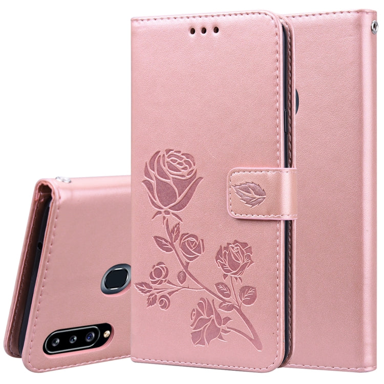 Rose pink rose-embossed flip PU leather phone wallet case with card holder and slots