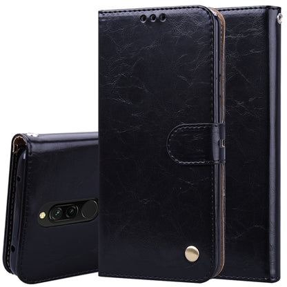 Black flip leather wallet case for phone, magnetic clasp and card slot flap