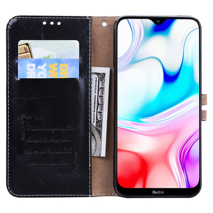 Black leather wallet case showing card slots and money pocket, flip cover closed