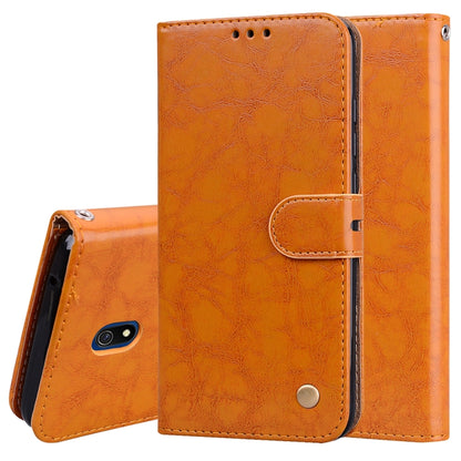 Orange flip leather phone wallet case with card slot pocket and magnetic snap, textured oil-wax style
