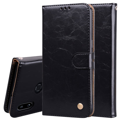 Black flip leather wallet phone case with card holder and magnetic closure.