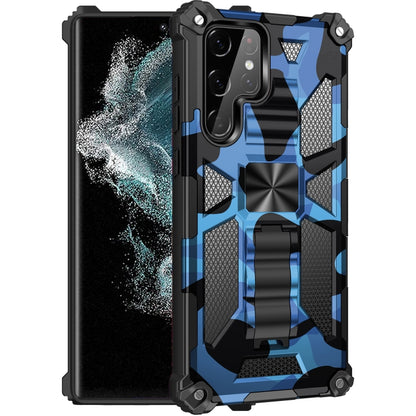 Rugged camouflage phone case with holder and TPU/PC armor for drop protection