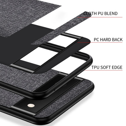 Gray cloth-texture phone case with black TPU edge and hard back protection