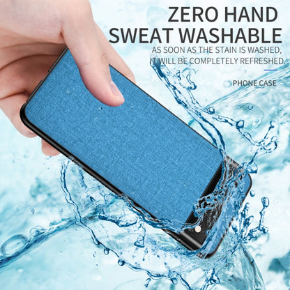 Blue textured phone case with black bumper edge and water-splash resistant design