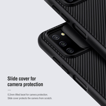 Black NILLKIN case corner with slide cover over camera for extra protection