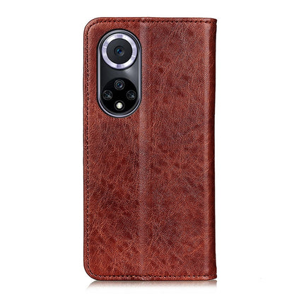Crazy horse texture leather phone case, brown, with camera cutout