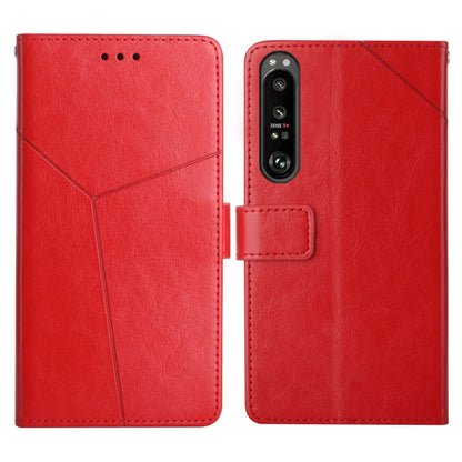 Leather flip phone case with card slots and holder—red, front and back view