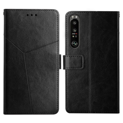 Leather flip phone case with card slots and holder—black, front and back view
